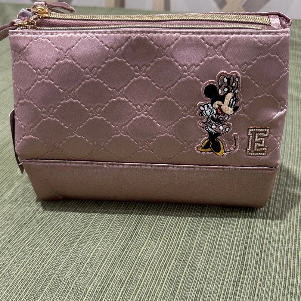 Disney Minnie Mouse Quilted Cosmetic Bag - Pink and Gold